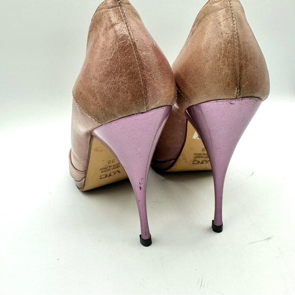 VERSACE JEANS COUTURE PURPLE LEATHER HEELS VJC BY VERSACE PUMPS MADE IN ITALY 39 - Picture 8 of 17